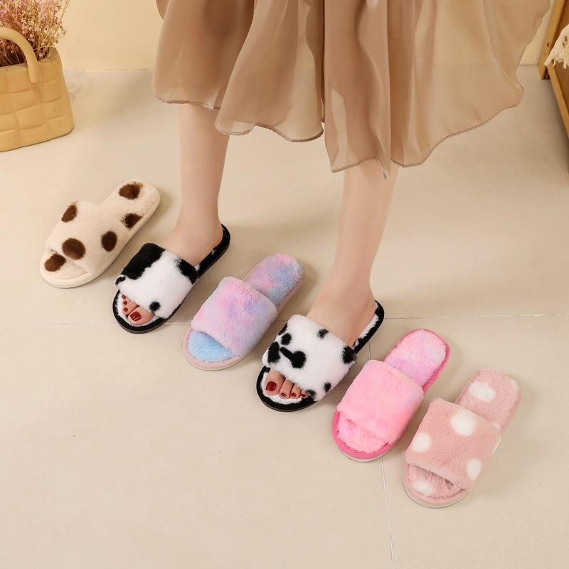 New Fairy-like Woolen Shoes for Women's Outerwear Lazy One-line Cotton Slippers