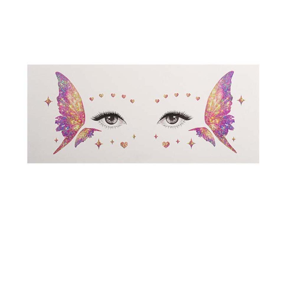 Star Heart Glitter Butterfly Face Tattoo Realistic Face Temporary Tattoo Dance Performances