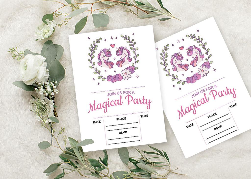 Darling Souvenir White Birthday Invitation Card Printable Fill or Write In Blank Invites Party Supplies Pack Of 28 5 x 7