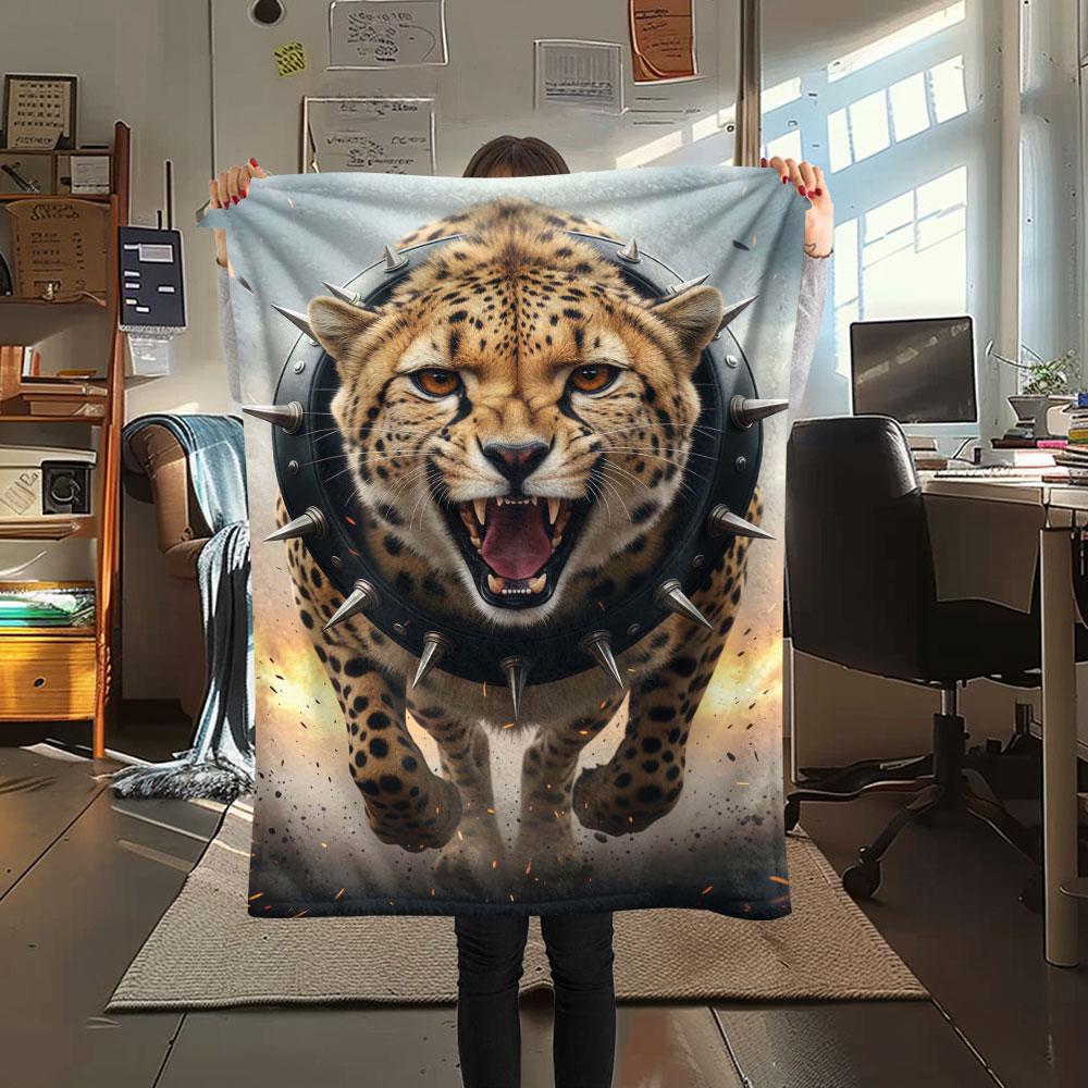 1Pc Beastsrunning Print Flannel Blanket, High Quality Comfortable for All Seasons, Home Decor, Warmth and Comfort, Perfect for Christmas Gifts