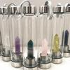 Water Bottle Natural Crystal Stone Diamond Point Healing Obelisk Wand Healing Elixir Quartz Crystal Gem Colors Rope Gemstone Cup