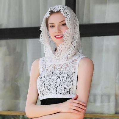 Women Fake Collar Hooded Sleeveless See-through Embroidery Lace Flower Fake Hoodie Hat Sweatshirt Accessory