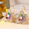 Elegant Female Small Rainbow Zircon Stone Flower Hoop Earrings Trendy Fashion Gold Color Wedding Jewelry For Women