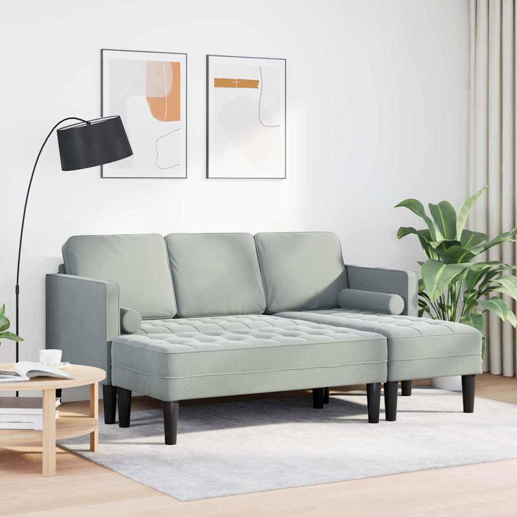 2 Piece Sofa Set with Cushions Light Grey Polyester