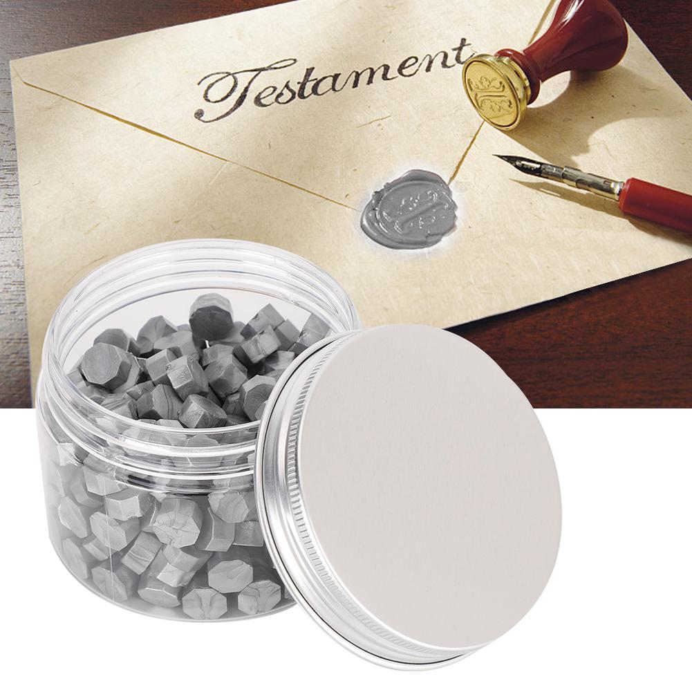 200Pcs Sealing Wax Octagon Seal Pearlescent Suit Bottle Packing for Envelopes Documents Wedding InvitationSilver