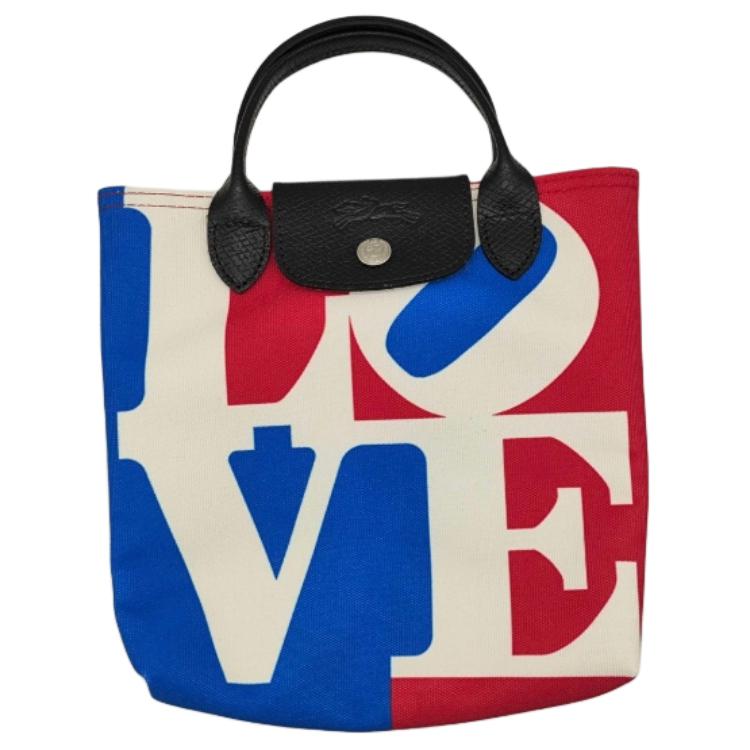 Longchamp X Robert Indiana Collaboration Logo Snap Closure Polyester Tote Bag Women Tote Bags White 10227BBA007 Basic Set (Bag)