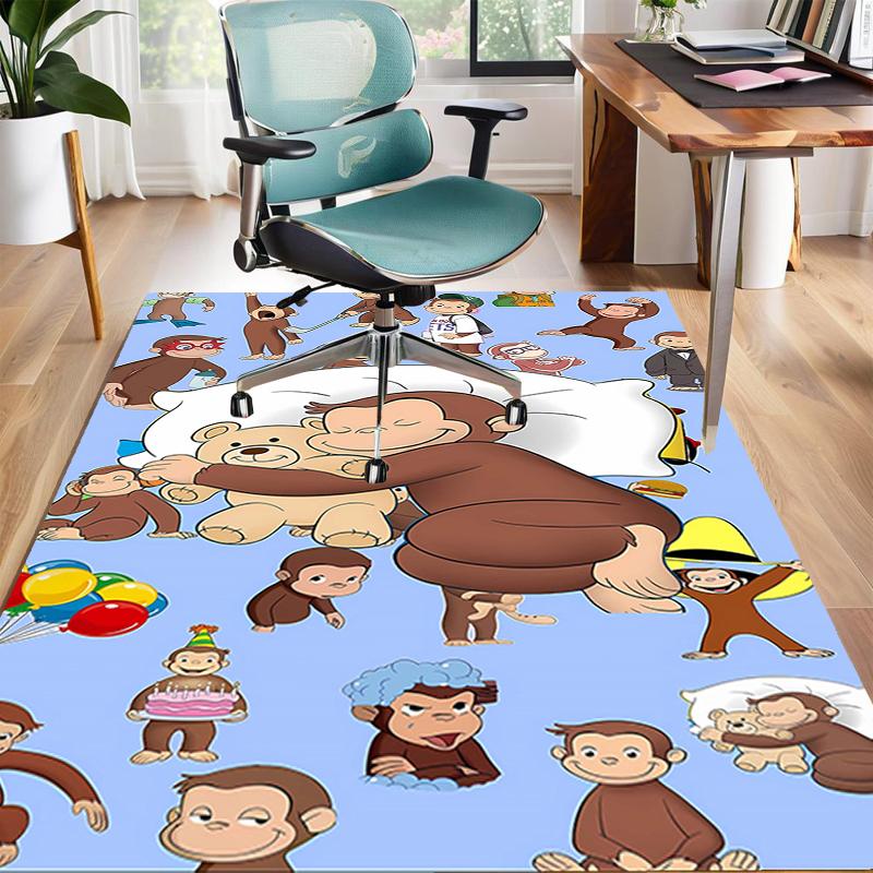 1pc Curious George (2) Design Area Rug - Non-Slip, Soft & Cozy Floor Mat for Living Room, Bedroom, Office - Indoor/Outdoor Decorative Carpet