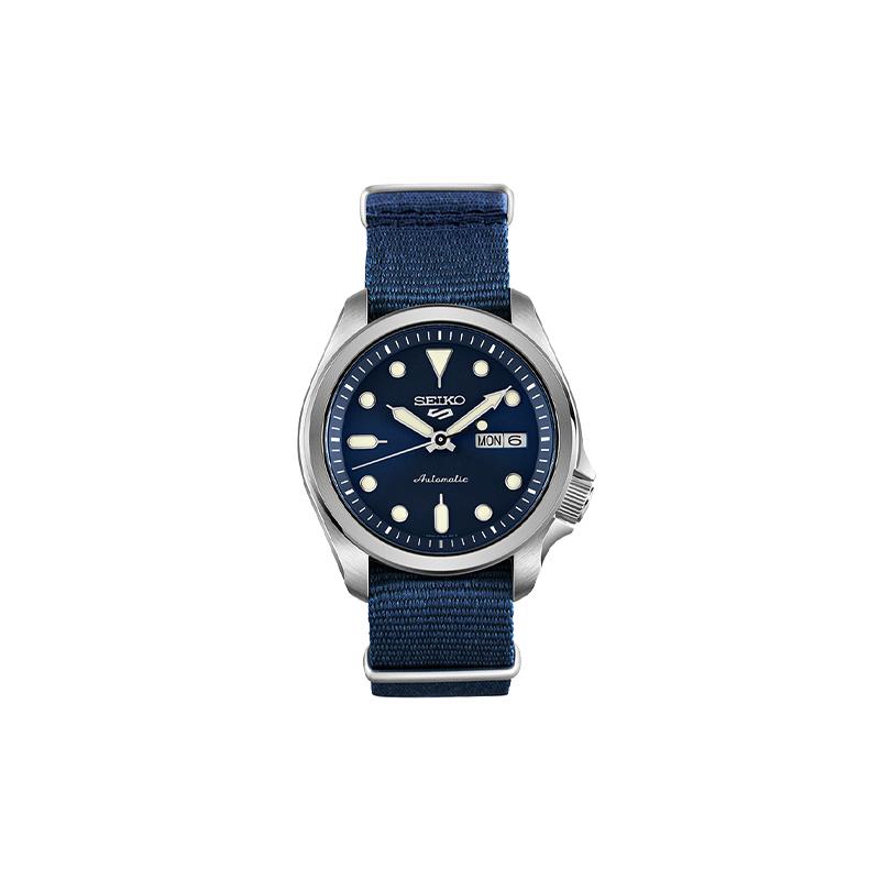 

SEIKO No. 5 series 100 meters waterproof Automatic nylon strap men s watch blue dial SRPE63K1 синій