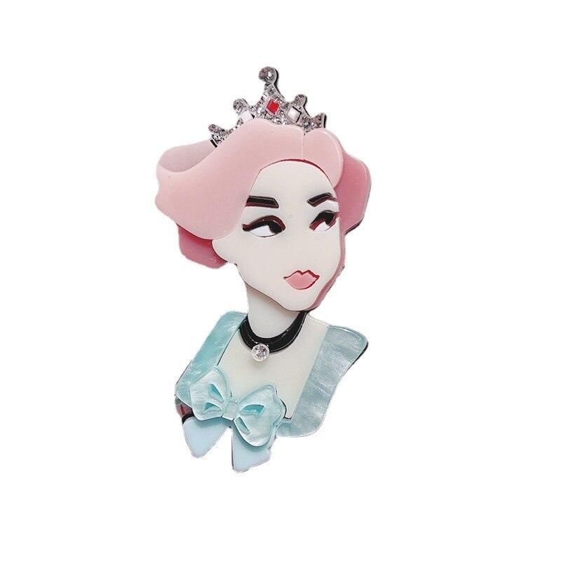 

Blucome, новый дизайн, уникальная женская фигурка, акриловая брошь для женщин и девочек, булавки на лацканах, сумки, украшения, вечерние украшения для платья розовый