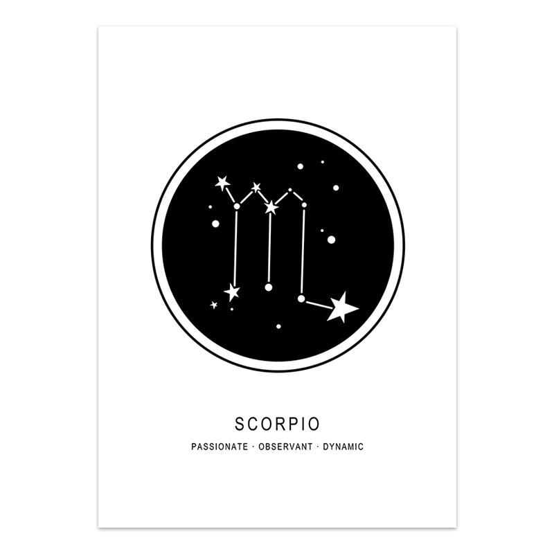 Postere Pânză Constelații Pepinieră Alb-Negru Astrologie Artă de Perete Poster Picturi Imagine Decor Acasă Decorațiune Geometrie