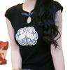 Plus Size Chinese Style Embroidered Women's Slimming Short Sleeve T-shirt