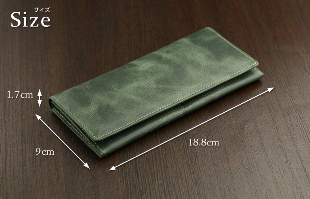 Made in Japan Vintage Waxed Leather Genuine Leather Long Wallet Laguna Green [Abies]