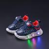 New Arrival LED Light-Up Spider Web Leather Sneakers for Boys