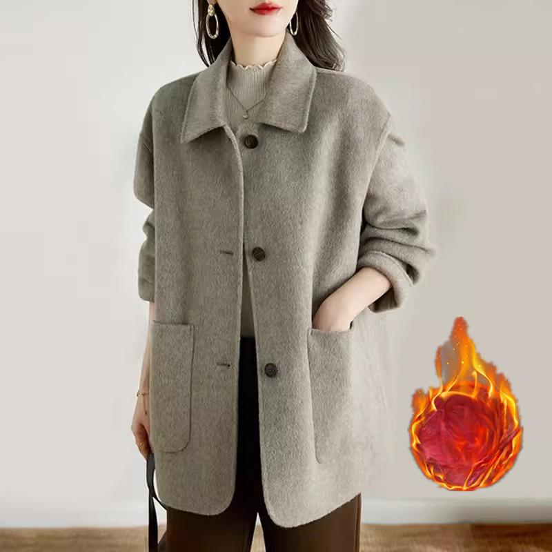 

Шерстяное пальто для женщин осень-зима новая корейская версия верблюжье простое шерстяное пальто однобортное пальто для женщин 3XL
