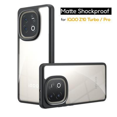 Matný průhledný kryt na telefon pro VIVO IQOO Z10 Turbo Průhledný akrylový PC + TPU Nárazuvzdorný kryt s rámečkem pro IQOO Z10Turbo Pro