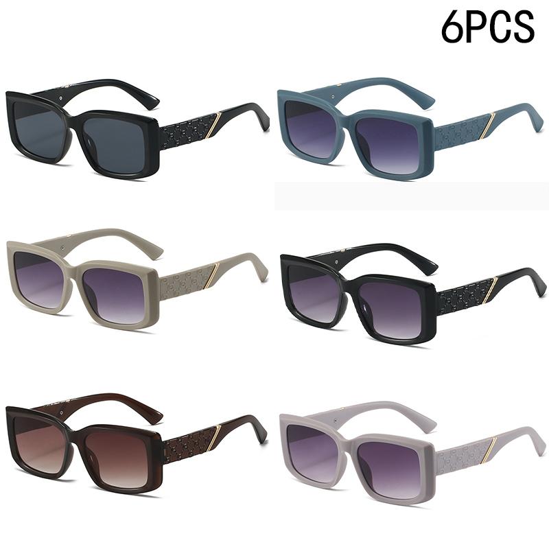 2/6PCS Sunglasses For Women Fashion Large Frame Square Sunglasses High-end Anti-ultraviolet Street Photography Sunglasses 3205