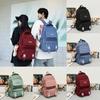 Simple Color Solid Checkered Texture Student Backpack With Pendant Plush