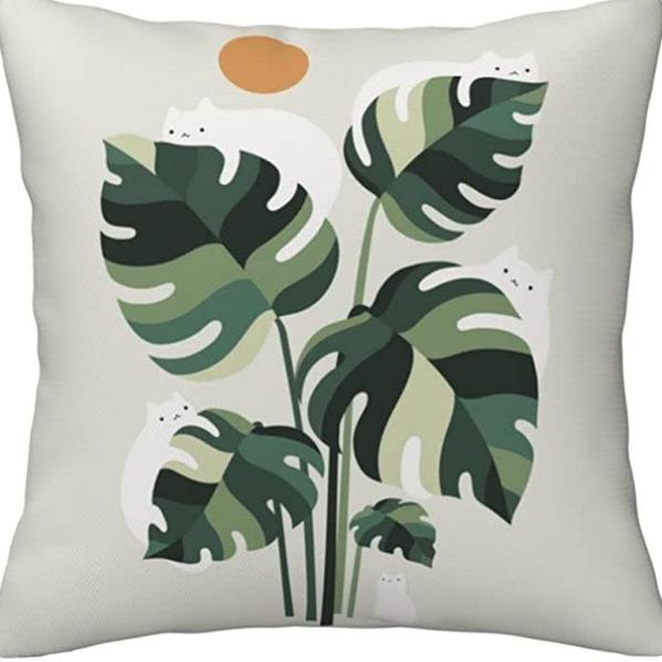 Kitten Gift Pillowcase Cute Pet Printed Linen Pillow Cushion Cover Bedside Living Room