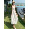 New Fashion French First Love White Temperament V-neck Beach Dress Pure Desire Wind Suspender Dress Summer Women's Clothing