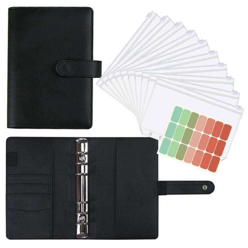 1 Set A6 Budgetplaner, 6-Loch-Ringbuch mit Taschen und Trennblättern für Reisen