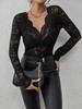 2024 Autumn/Winter Floral Lace Fan-Shaped Blouse for Women