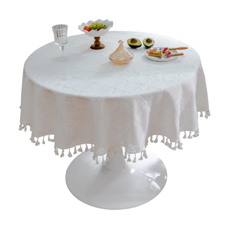 Flexible Round Tablecloth For Multiple Instances Highlighting Polyester Cotton Blend And Simple Designs