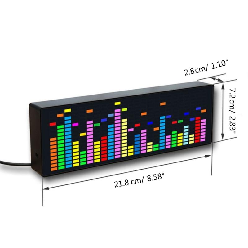 LED Music Spectrum Display RGB Colorful 1624 Segment Rhythm Light Level Voice Sensor Clock Display 384 LEDs 20 Dynamic