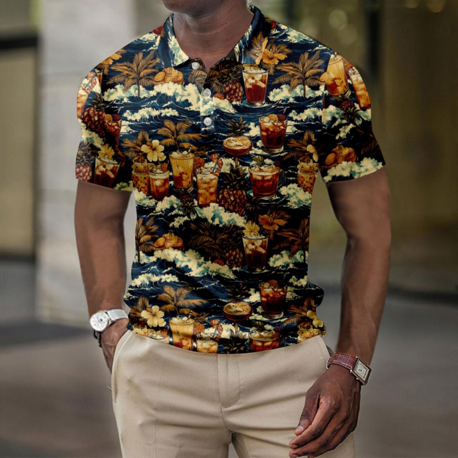 

Мужская летняя рубашка для гольфа с принтом «Гавайи», с короткими рукавами, повседневная модная рубашка для мужчин XXXL