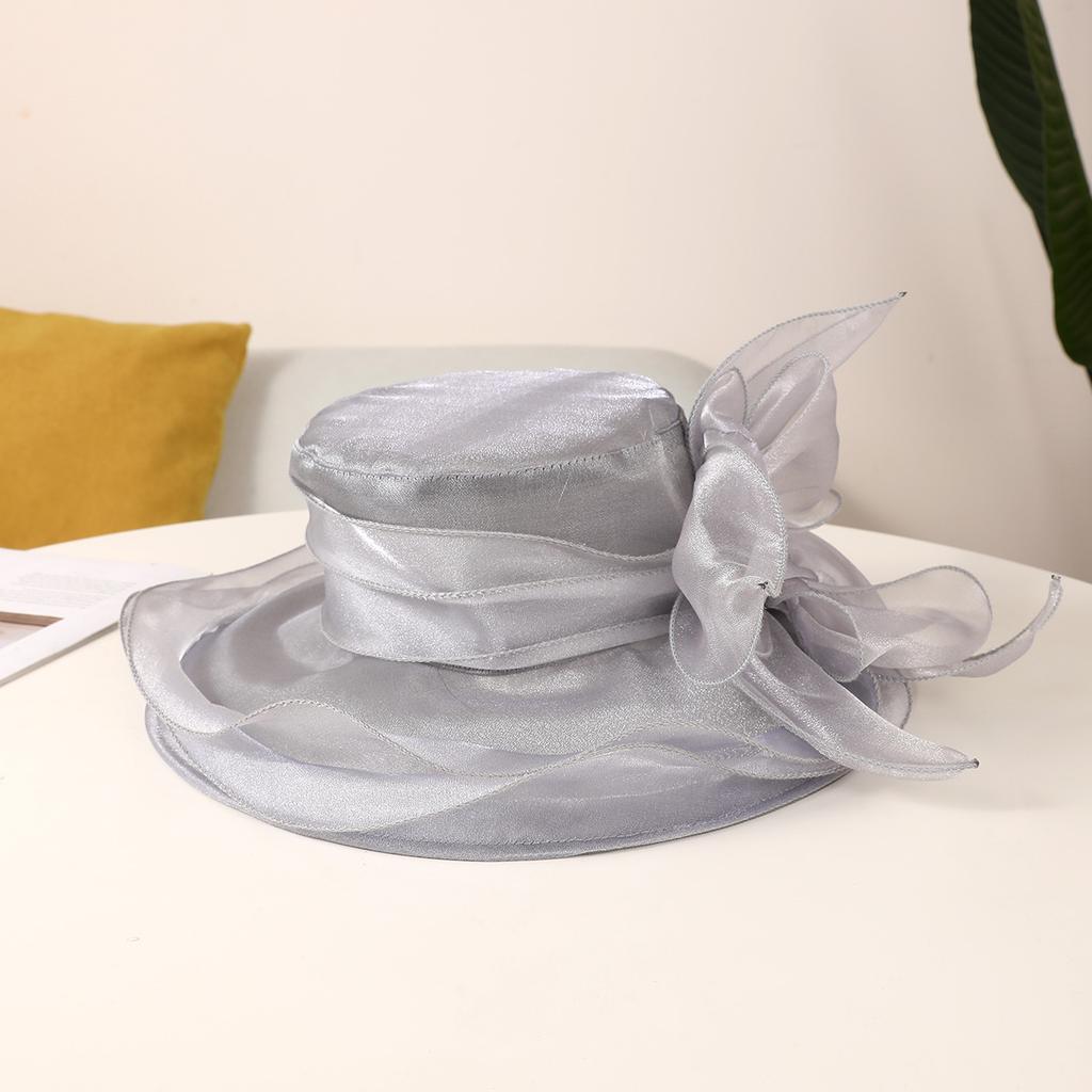 New French organza mesh flower hat summer fashion trendy brand sunscreen sunshade big eaves hat retro elegant millinery hat
