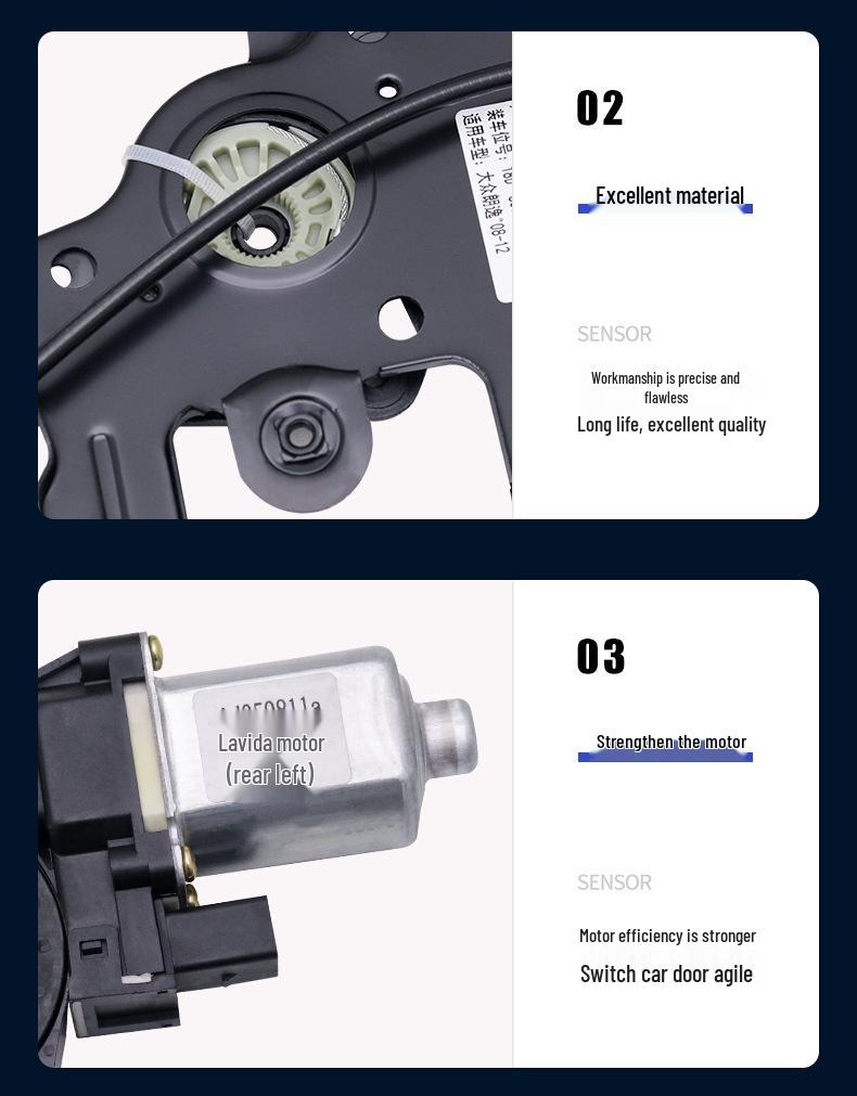 Fits 08-17 VW Lavida Power Window Regulator Assembly with Bracket, Motor, and Lifter.