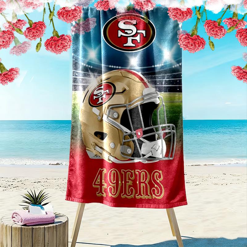 Telo da Spiaggia Stampa San Francisco 49ers, Grande Morbido Asciugatura Rapida per Spiaggia Campeggio Nuoto