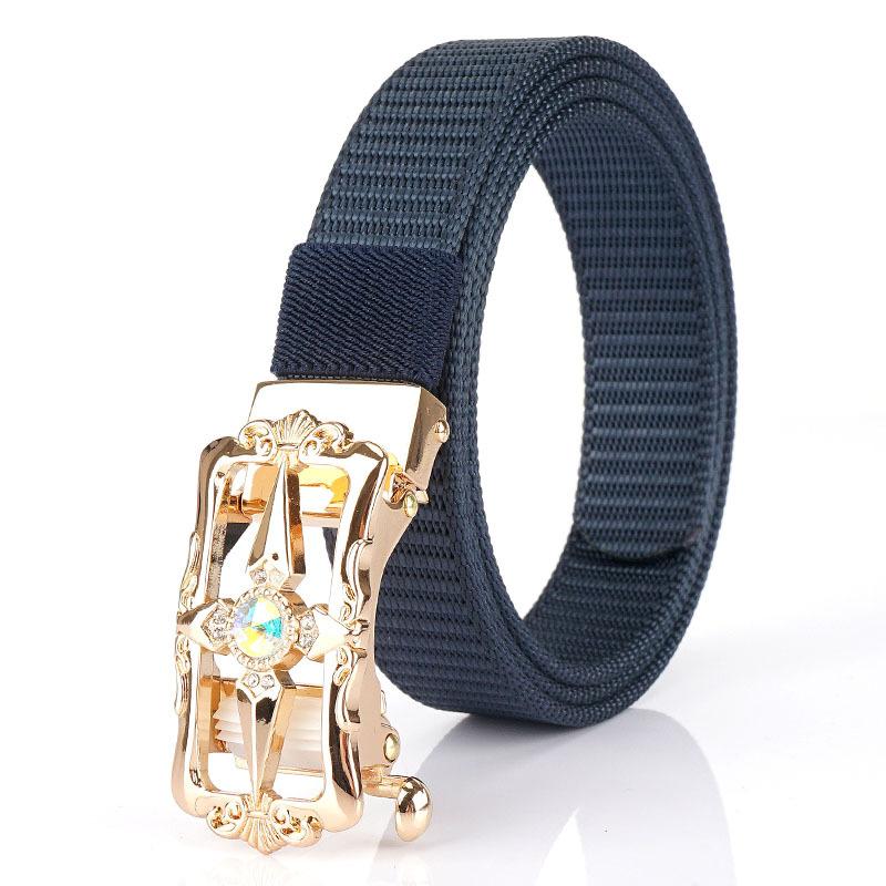 New Women'S Commuting Belt With Automatic Buckle Nylon Waistband, Outdoor Leisure Versatile Double-Layer Thick Belt