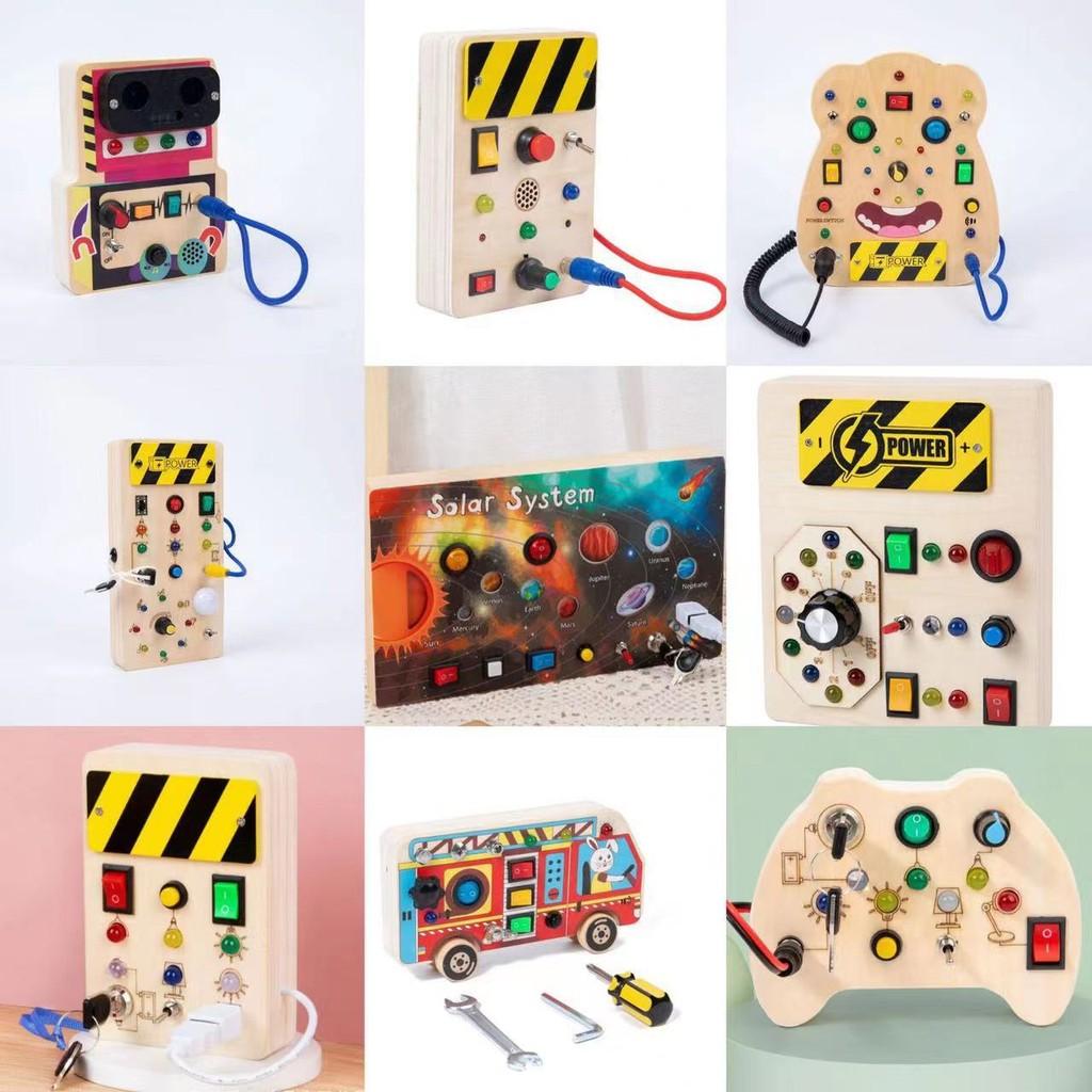 Learning Led Wooden Busy Board With Circuit Switches For Kids Toy Developmental