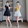 Women High Waist A-line Puffy Tiered Skirt Lace Ruffle Anti-light Princess Mini Skirt Summer 2025