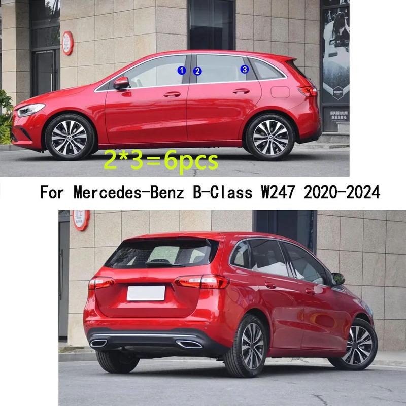 Car TPU/Glossy Mirror Pillar Post Cover  For Mercedes-Benz B-Class W247  -2024 Door Trim Window Molding Sticker