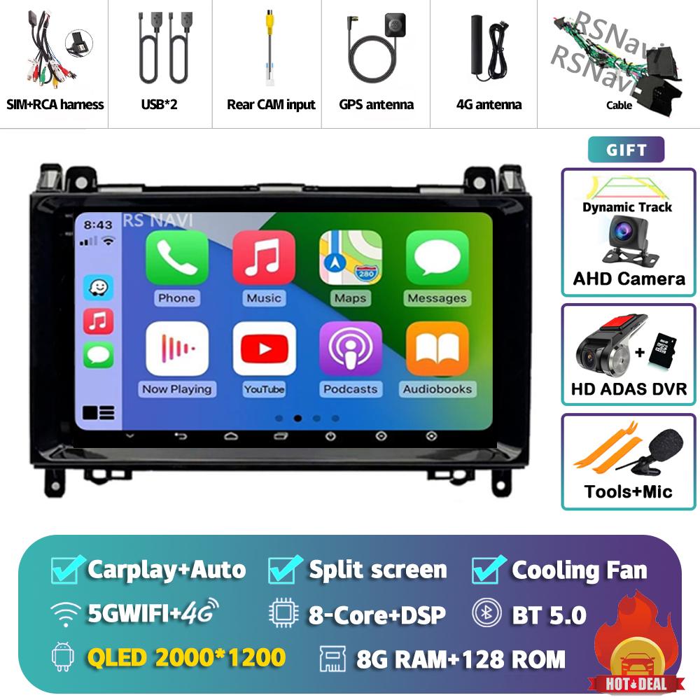 Android 14 Carplay Auto For Benz B200 Car Radio 4G+WIFI Player Multimedia Stereo 360 Camera Navigation Video Head Unit AI Voice