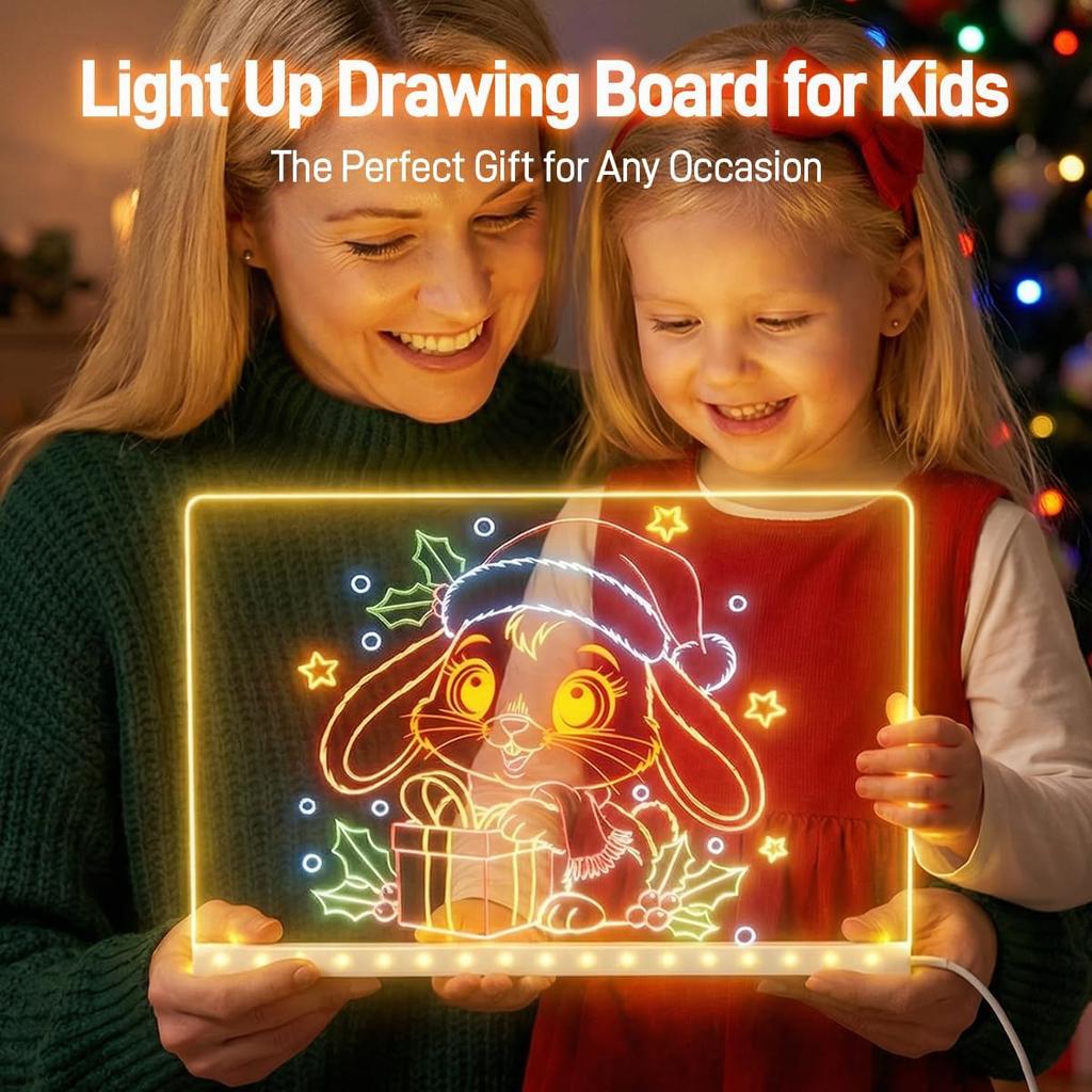 Tableau Message Acrylique Lumineux LED Effaçable Tableau à Dessin USB Cadeau d'Anniversaire Publicité de Bar pour Activités Créatives avec Support