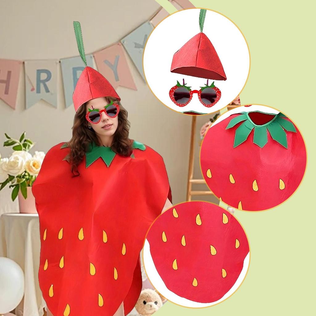 Adult Strawberry Costume Decorative Props Comfortable Novelty Cosplay Outfit