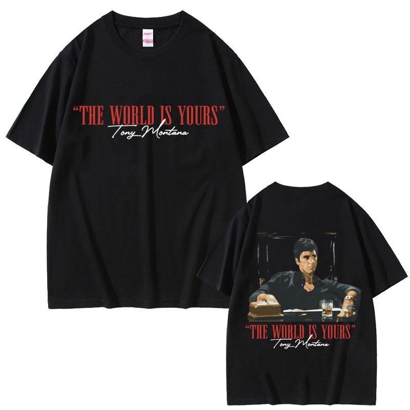 Tricouri de vară clasice cu gangsteri Scarface Lumea este a ta Tony Montana Al Pacino Tricou imprimat 100% bumbac pur