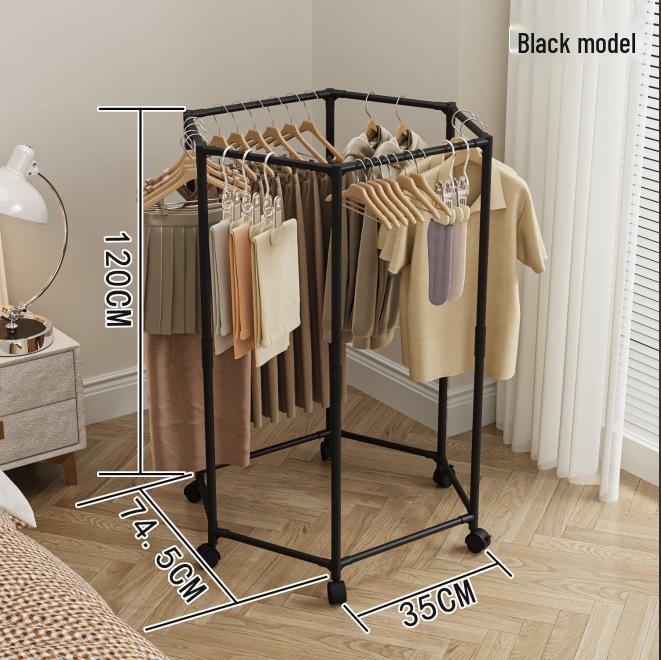 

Hexagonal Clothes Hanger: Movable Household Storage & Drying Rack