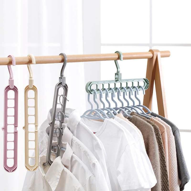 9-hole Clothes Hanger Organizer Space Saving Hanger Multi-function Folding Magic Hanger Drying Racks Scarf Clothes Storage