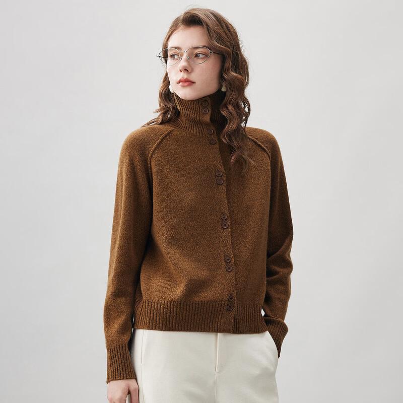 Komong Boka Women's Thickened High-Neck Wool Cardigan