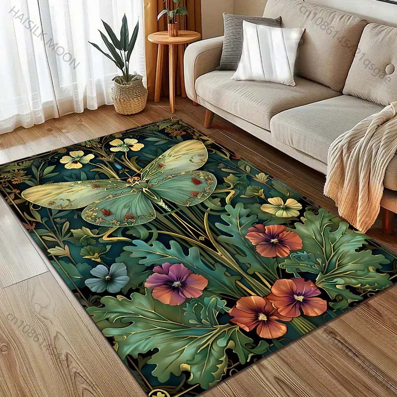 

Moths and Flowers Print Carpet for Bedroom Living Room Bedside Sofa Floor Mat Modern Home Decor Area Rug Fast Shipping 40x60cm (16x24in)