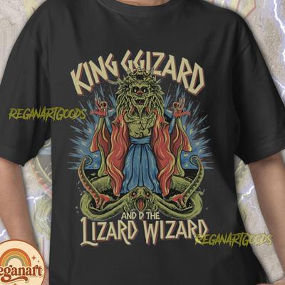 Retro tričko King Gizzard s grafikou, Merch pro fanoušky Lizard Wizard a dětské tričko