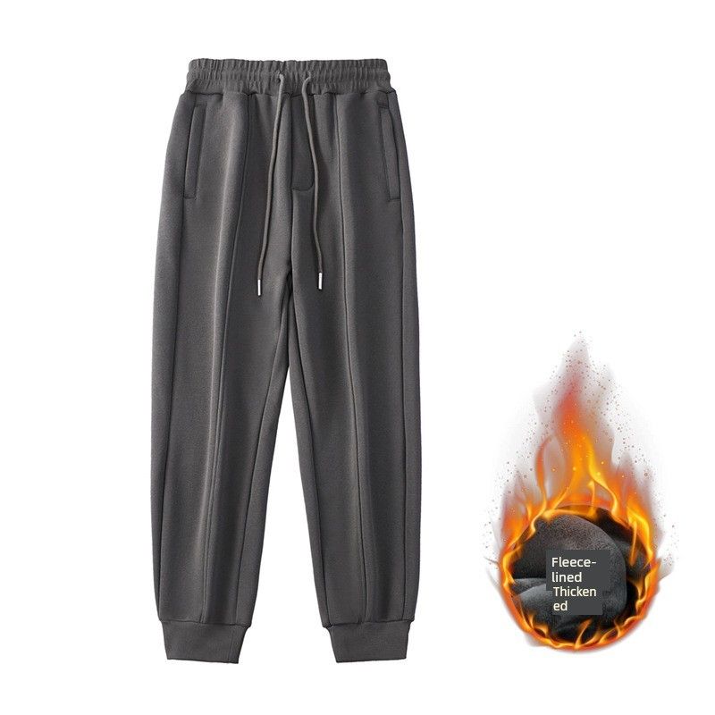 Sweatpants Autumn and Winter Thickening Casual Vintage Zipper Pockets