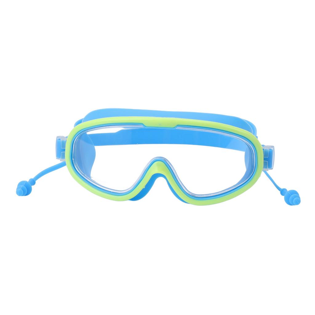 Kids Swimming Goggles Large Frame Waterproof Non Fog HD Swim Supplies with Nose Clip Light Blue