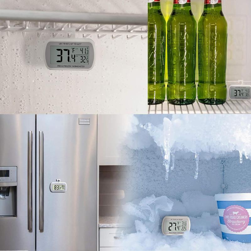 Digital Freezer Room Thermometer Large Lcd Waterproof Magnetic Back Hook Temperature Monitor For Kitchen Home Restaurant