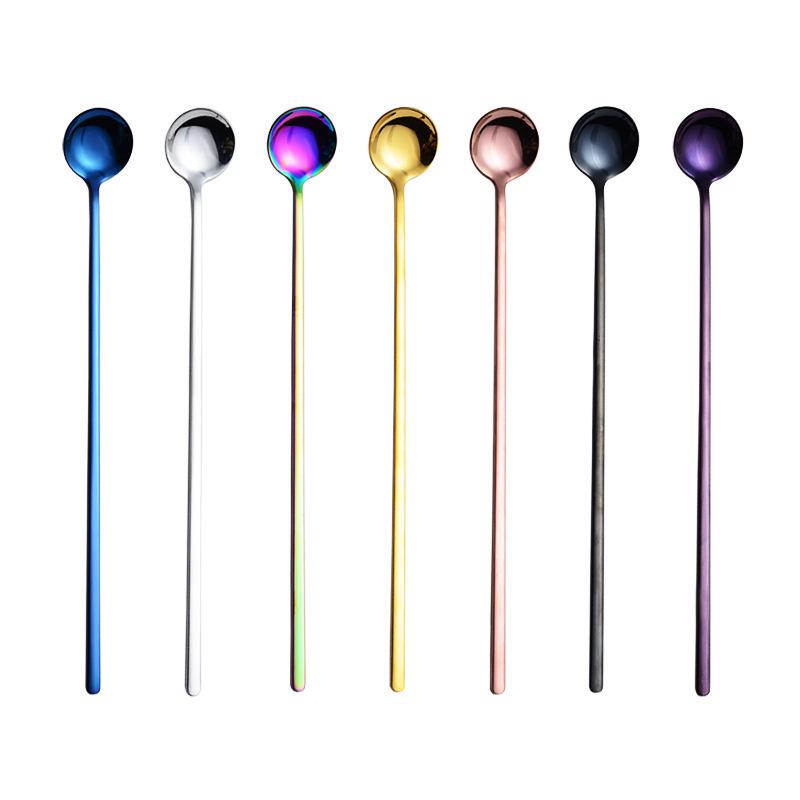 304 Stainless Steel Long Handle Spoon for Coffee, Ice, and Seasoning - Japanese & Korean Style