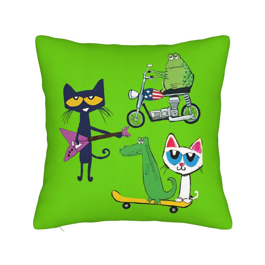 Cartoon Movies Cat Book Petes the cat Throw Pillow Cover Polyester Cushions for Sofa Fashion Pillowcover Home Decor