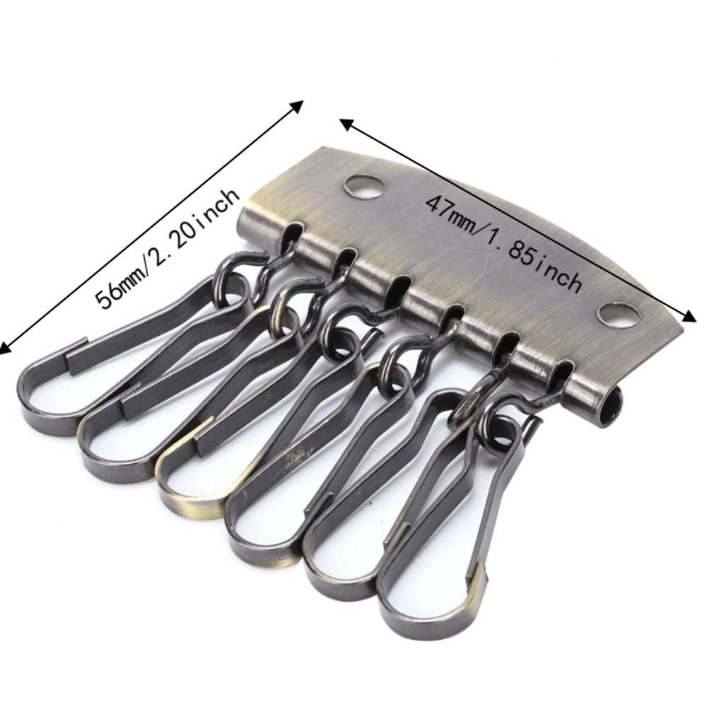 6 Hooks Clasp Clip Leather Keychain Gold/Bronze Color Key Case Holder For DIY Crafting